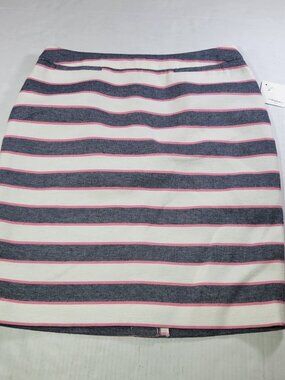 Halogen Black, White & Pink Striped Cotton Blend Pencil Skirt Size 8